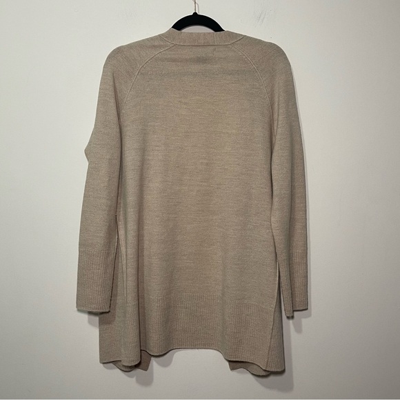 Tahari Women’s Beige Open Front Cardigan Sweater L 100% Extrafine Merino Wool - Picture 6 of 7